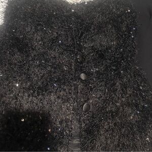 Zara Black Textured Cropped Pants